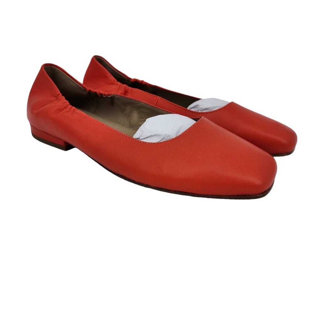 Eileen Fisher Selle Nappa Leather Square Toe Block Heel Ballet Flat Sz 11